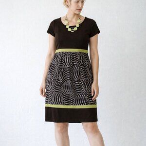 Enfocus Studio - Brown & Green A-line Knit Short Sleeve Dress - Womens 12